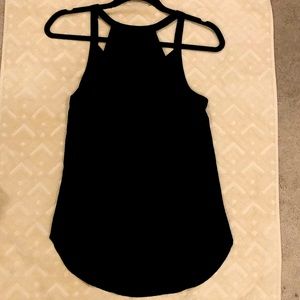 Navy blue high low blousy racerback top